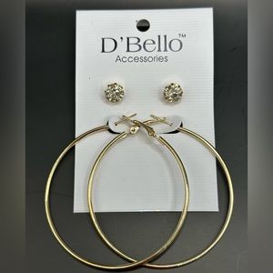 NEW!! D’Bello CZ Stud and Hoop set